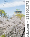 「大阪府」（四月）[櫻花] 春日的陽光下，櫻花盛開；人們在大阪城外護城河中盛開的櫻花樹下欣賞櫻花。 138901372