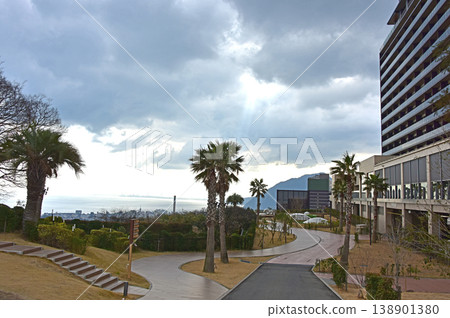 Sunrise view of Beppu town, Oita Prefecture, Beppu Onsen. Sunrise view of Beppu town, Oita Prefecture, Beppu Onsen. 138901380