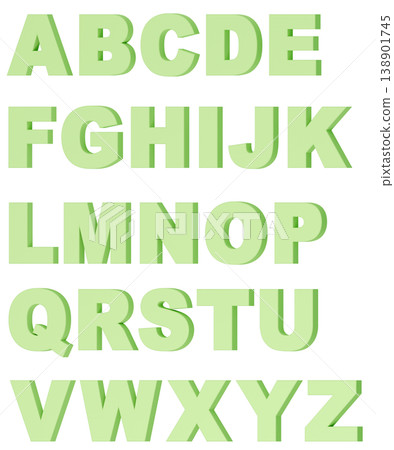 3D Material_Alphabet_Light Green 138901745