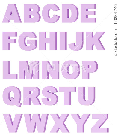 3D Material_Alphabet_Purple 138901746
