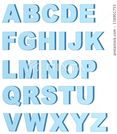 3D Material_Alphabet_Metallic_Light Blue 138901755