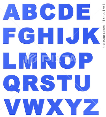 3D Material_Alphabet_Metallic_Blue 138901761