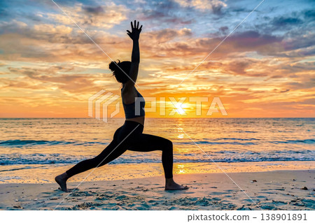 Yoga pose at the sea 138901891
