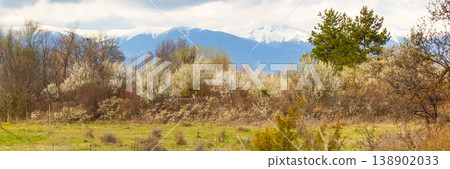 Spring landscape in Bansko Bulgaria banner 138902033
