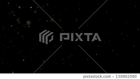 Close-up of floating dust particles in air, isolated on black background. Minimalist abstract texture with soft light, designed as VFX overlay for compositing. Close-up of floating dust particles in air, isolated on black background. Minimalist abstract texture with soft light, designed as VFX overlay for compositing. 138902080