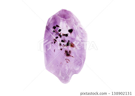 Isolated amethyst quartz specimen with raw crystalline formations. Natural mineral cluster showcases Isolated amethyst quartz specimen with raw crystalline formations. Natural mineral cluster showcases 138902131