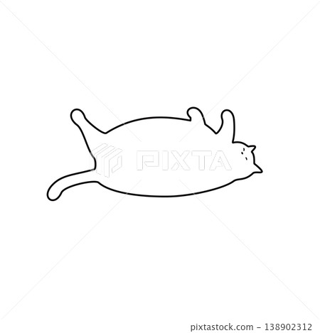 A relaxed cat lying down; a simple line drawing illustration of a laid-back cat. A relaxed cat lying down; a simple line drawing illustration of a laid-back cat. 138902312
