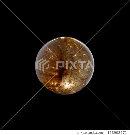 Ball of quartz with rutile on a black background 138902371