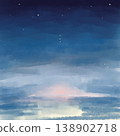 A watercolor landscape with a fantastical night sky. 138902718