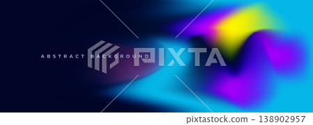 Blurred iridescent gradient shapes on dark wide modern abstract background. Vector illustration vibrant gradation futuristic colored banner Blurred iridescent gradient shapes on dark wide modern abstract background. Vector illustration vibrant gradation futuristic colored banner 138902957