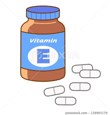維生素E補充劑片劑和瓶子示意圖 | 健康與營養補充劑 138903179