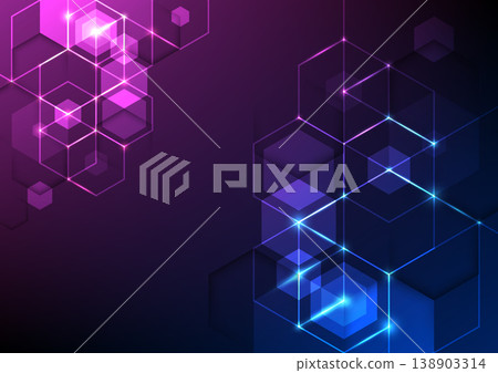 Abstract background consisting of set of hexagonal cells. Modern innovation communication technology business background. Background illustration vector. 138903314