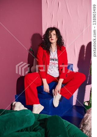 Dramatic female portrait with vibrant and textured elements Dramatic female portrait with vibrant and textured elements 138903499