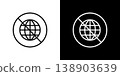 表示禁止使用網路的線條圖示。黑白線條組成的單色向量圖。 138903639