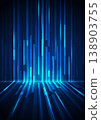 A bright blue beam moves down. Sparkling neon particles. Futuristic information flow. Data transfer. Digital technology concept. vector illustration 138903755