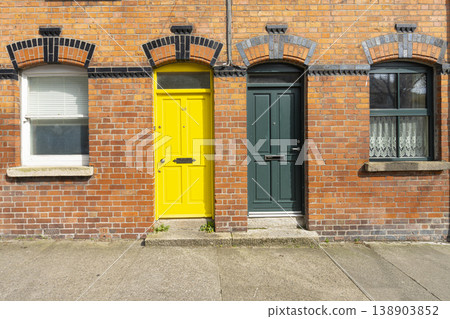 the traditional colored doors in the buildings of Dublin, Ireland the traditional colored doors in the buildings of Dublin, Ireland 138903852