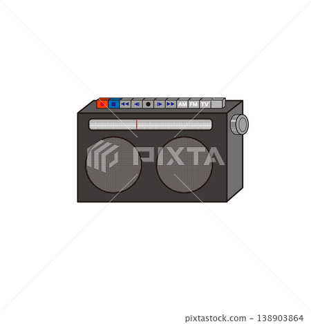 一組不同顏色的復古便攜式音響插圖。 138903864