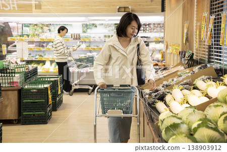 Women shopping at supermarkets Women shopping at supermarkets 138903912