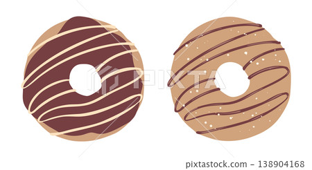Flat illustration of chocolate donuts and caramel donuts 138904168