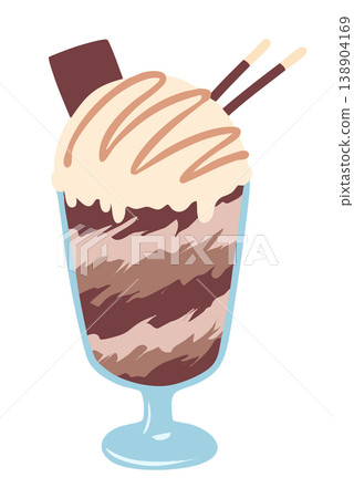Flat illustration of a chocolate parfait Flat illustration of a chocolate parfait 138904169