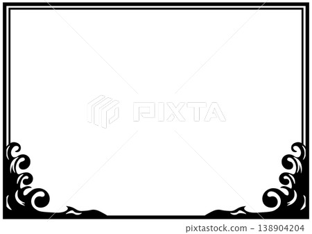 Japanese-style wave pattern frame 138904204