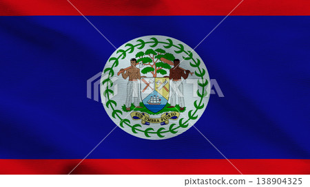 Flag of Belize waving in the wind showcasing its colors and emblem Flag of Belize waving in the wind showcasing its colors and emblem 138904325
