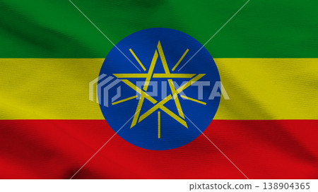 Ethiopian flag symbolizing national identity and sovereignty with vibrant colors and distinct design 138904365