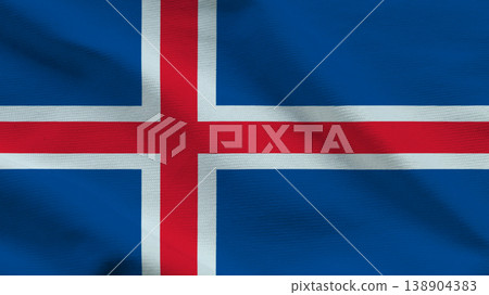 Celebrating Independence Day with the Icelandic flag waving proudly in the breeze 138904383