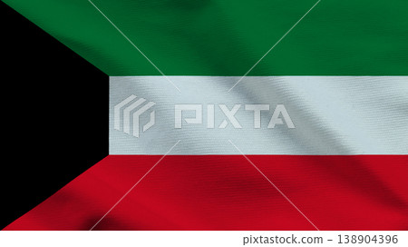Flag of Kuwait waving in the wind symbolizing independence and national pride 138904396