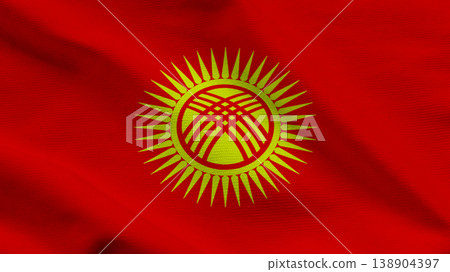Symbol of independence and sovereignty of Kyrgyzstan on a vibrant red background 138904397