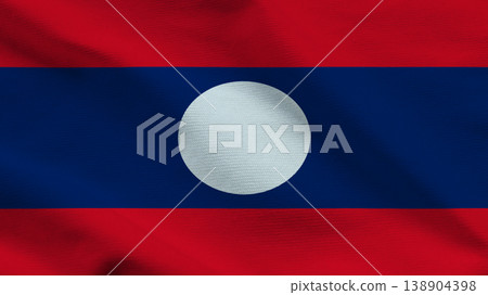 Laos flag waving proudly to signify independence and sovereignty 138904398