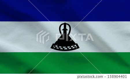 Flag of Lesotho representing independence and national sovereignty with rich colors 138904401