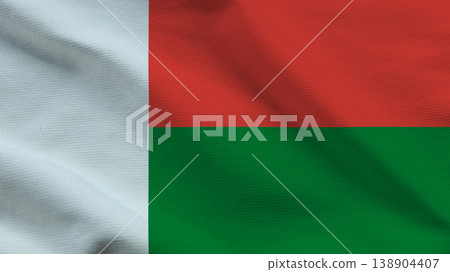 Madagascar flag waving with vibrant colors representing national sovereignty and unity Madagascar flag waving with vibrant colors representing national sovereignty and unity 138904407