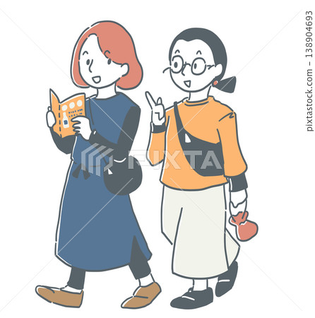 Two women walking Two women walking 138904693