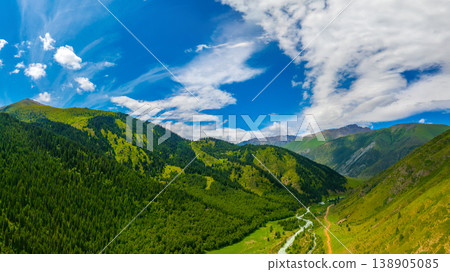 Majestic landscape of mountains and river in Kyrgyzstan Majestic landscape of mountains and river in Kyrgyzstan 138905085