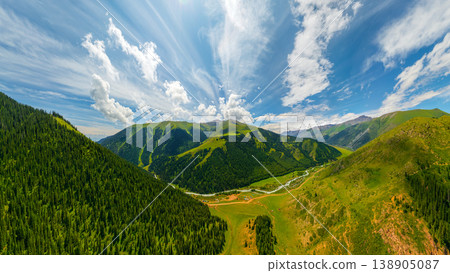 Majestic mountainous landscape in Kyrgyzstan under sunny sky Majestic mountainous landscape in Kyrgyzstan under sunny sky 138905087