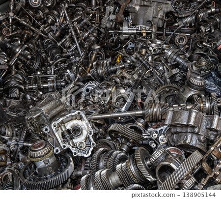 Close-up of metallic gears and automotive transmission parts Close-up of metallic gears and automotive transmission parts 138905144