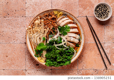 Asian miso ramen noodle soup. Asian miso ramen noodle soup. 138905231