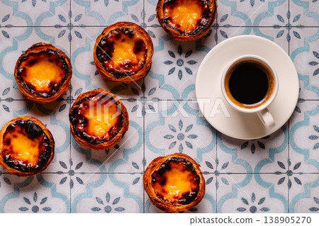 Egg tart, traditional Portuguese dessert, pastel. Egg tart, traditional Portuguese dessert, pastel. 138905270