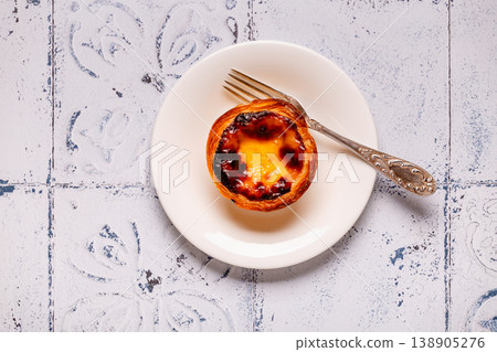 Egg tart, traditional Portuguese dessert, pastel. 138905276