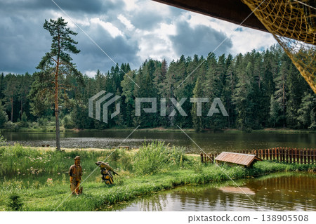 Beautiful forest lake in Russia. Beautiful forest lake in Russia. 138905508