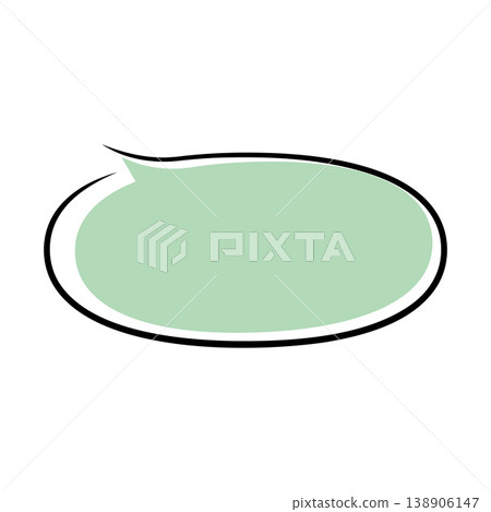 A simple, horizontally elongated oval speech bubble illustration (on a white background). A simple, horizontally elongated oval speech bubble illustration (on a white background). 138906147