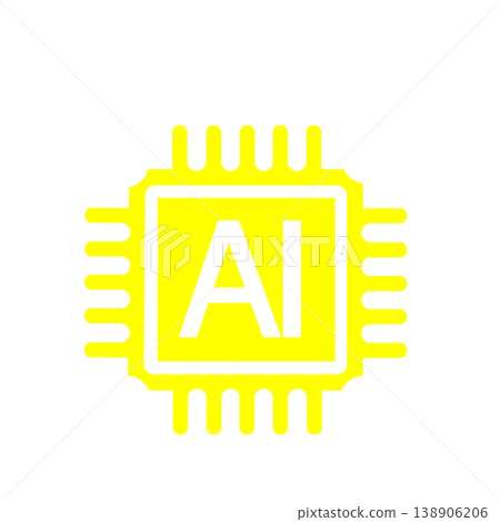 AI chip icon (yellow) symbolizing artificial intelligence and technology. AI chip icon (yellow) symbolizing artificial intelligence and technology. 138906206