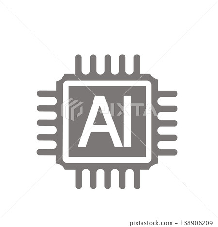 AI晶片圖示(灰色)象徵人工智慧和技術。 AI晶片圖示(灰色)象徵人工智慧和技術。 138906209