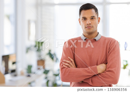 Portrait, proud businessman in office with future, vision and ambition on blurred background. Face, worker and guy leader focused on career, goal and idea while advertising, space and copy space Portrait, proud businessman in office with future, vision and ambition on blurred background. Face, worker and guy leader focused on career, goal and idea while advertising, space and copy space 138906356