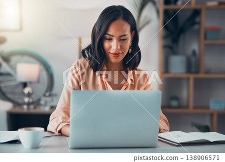 Woman working on laptop online, checking emails and planning on the internet while sitting in an office alone at work. Business woman, corporate professional or manager searching the internet Woman working on laptop online, checking emails and planning on the internet while sitting in an office alone at work. Business woman, corporate professional or manager searching the internet 138906571
