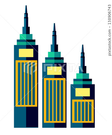 Three modern skyscrapers forming a growing chart in flat design Three modern skyscrapers forming a growing chart in flat design 138906743