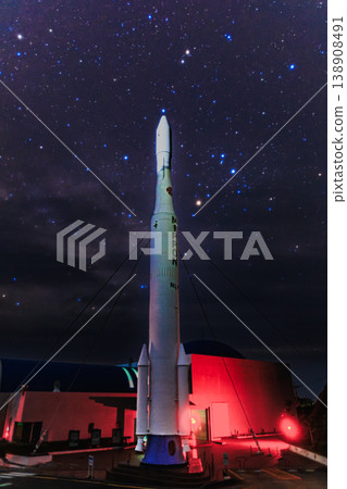 A starry sky and the N-1 rocket depict dreams of space. A starry sky and the N-1 rocket depict dreams of space. 138908491