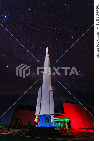 The N-1 rocket at Tanegashima Space Center stands tall against the starry sky. 138908496