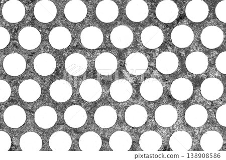 Metal old steel texture round patterns holes circle iron dirty abstract background structure black white Metal old steel texture round patterns holes circle iron dirty abstract background structure black white 138908586